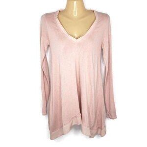 Anthropologie Sweater Deletta Knit Top Vneck‎ Silky Trim Women's Size XS